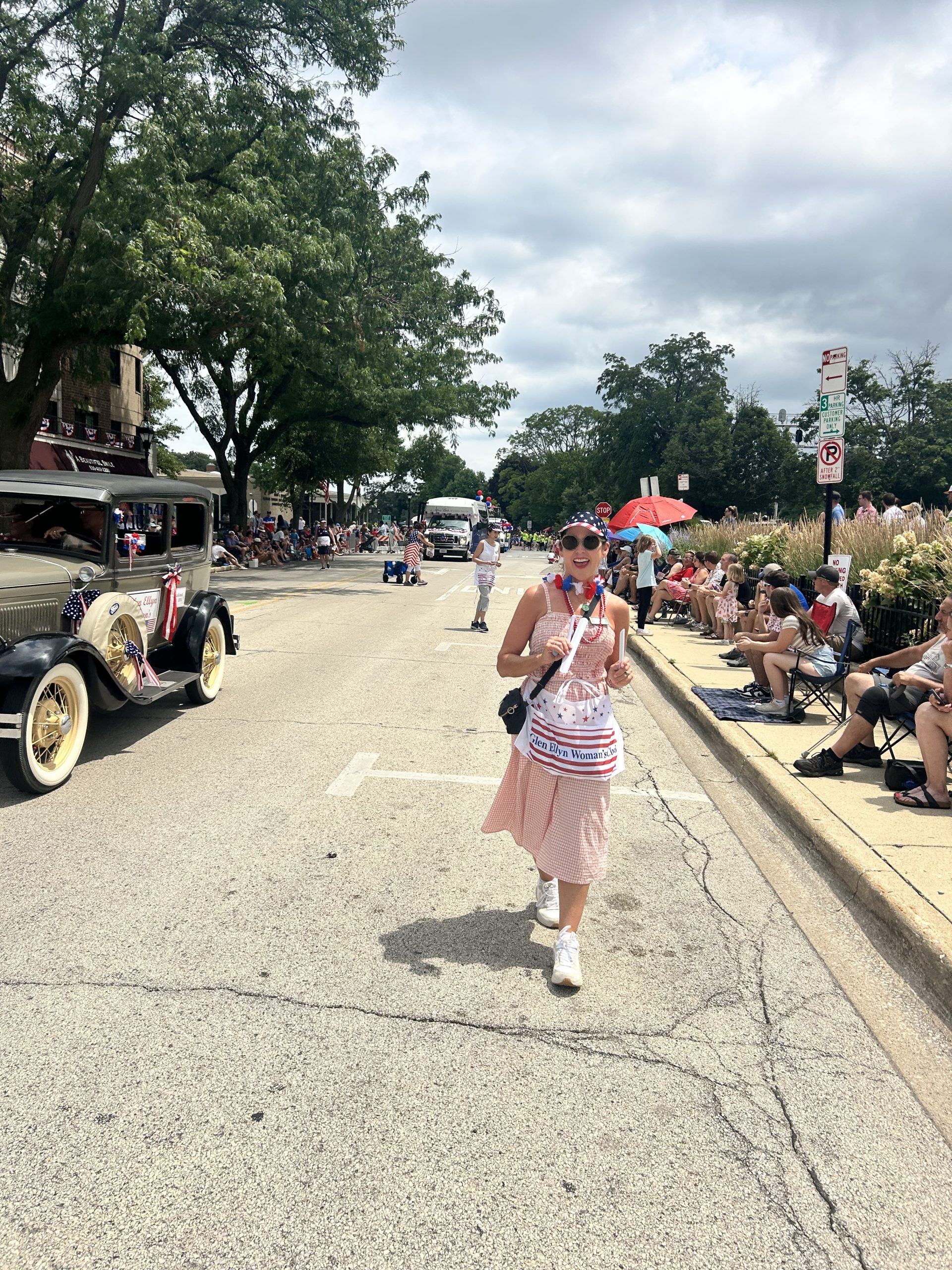 Lady walking in 4th of July parade
