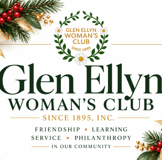 Holiday luncheon logo with holly and Christmas decorations